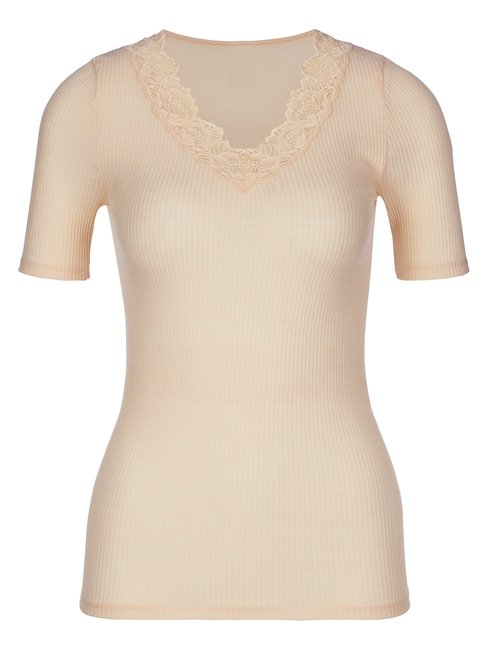 CALIDA Silky Wool Joy Kurzarm Shirt Aus Wolle Seide Beige