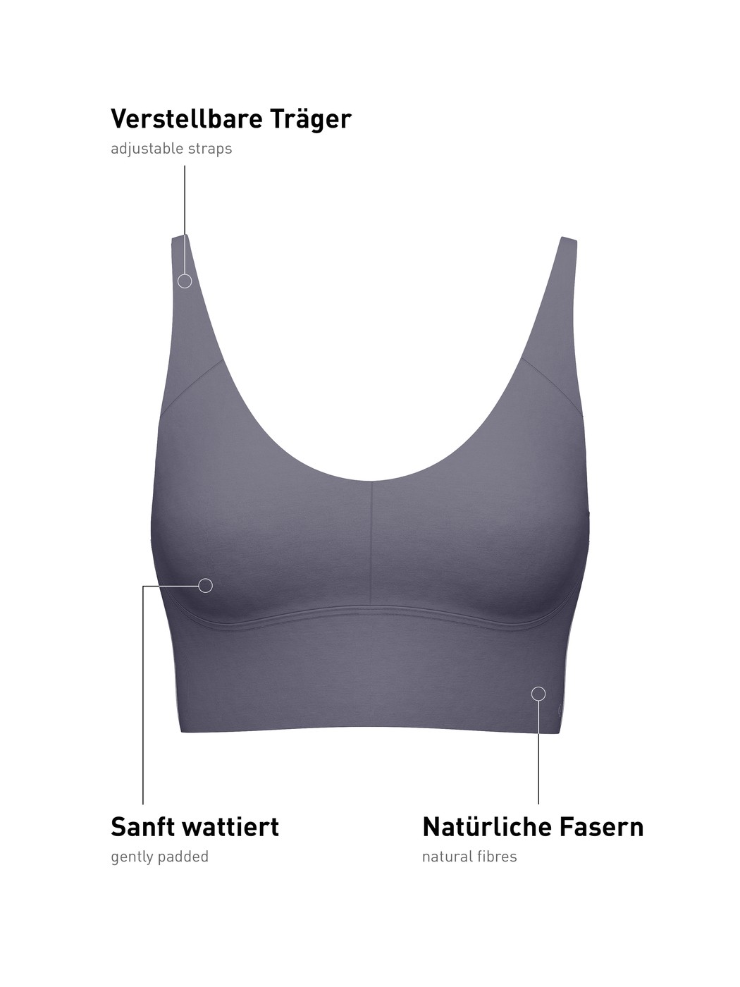 Women - Bustier with adjustable straps made of Modal in Grey, Unicoloured, from the Natural Skin series by CALIDA