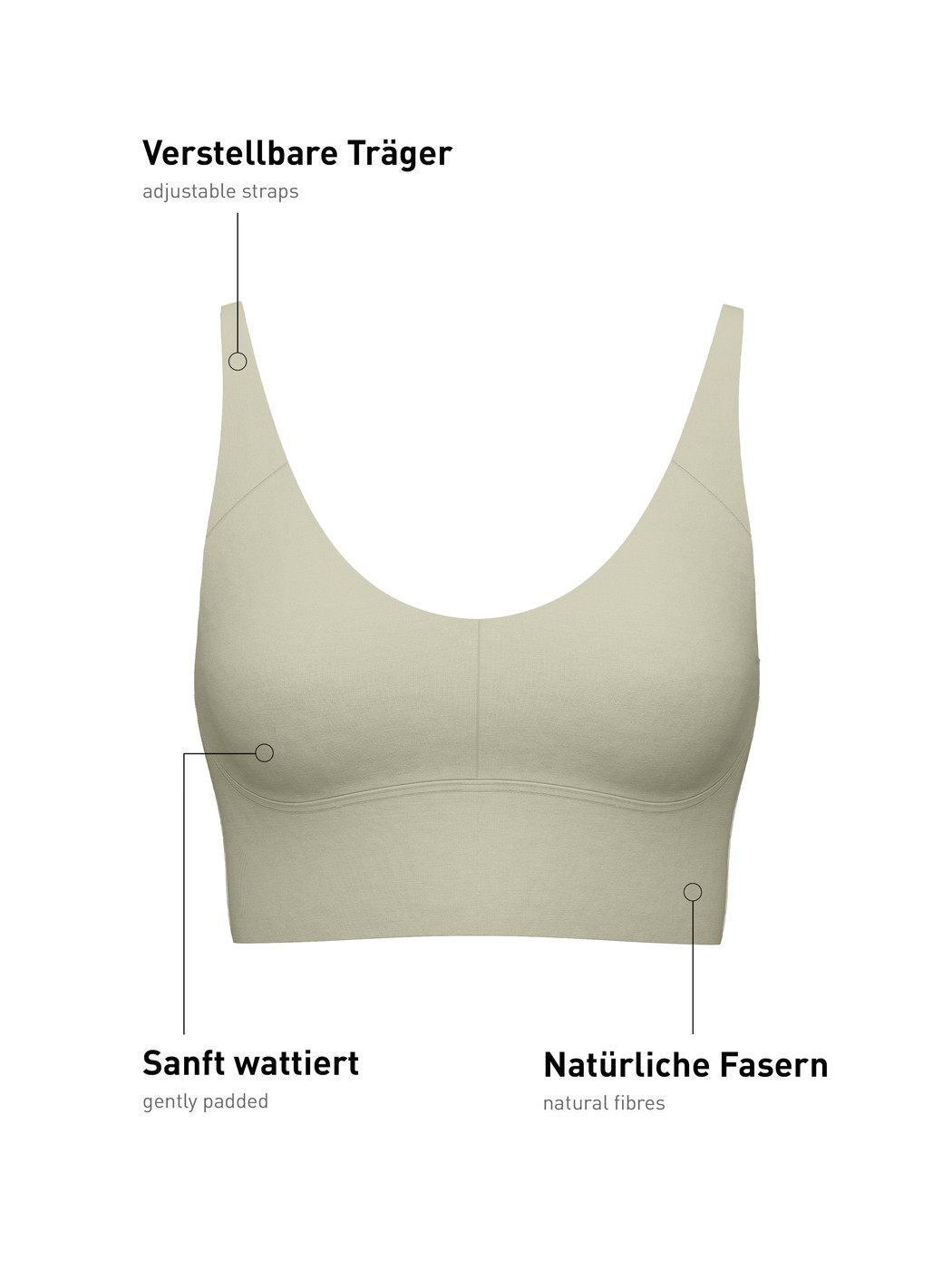 Damen - Bustier mit verstellbaren Trägern aus Modal in Grün, Einfarbig aus Serie Natural Skin von CALIDA