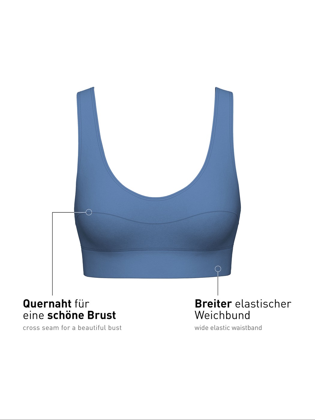 Donna - Bustier in Cotone di colore Blu, Tinta unita, della serie Elastic di CALIDA