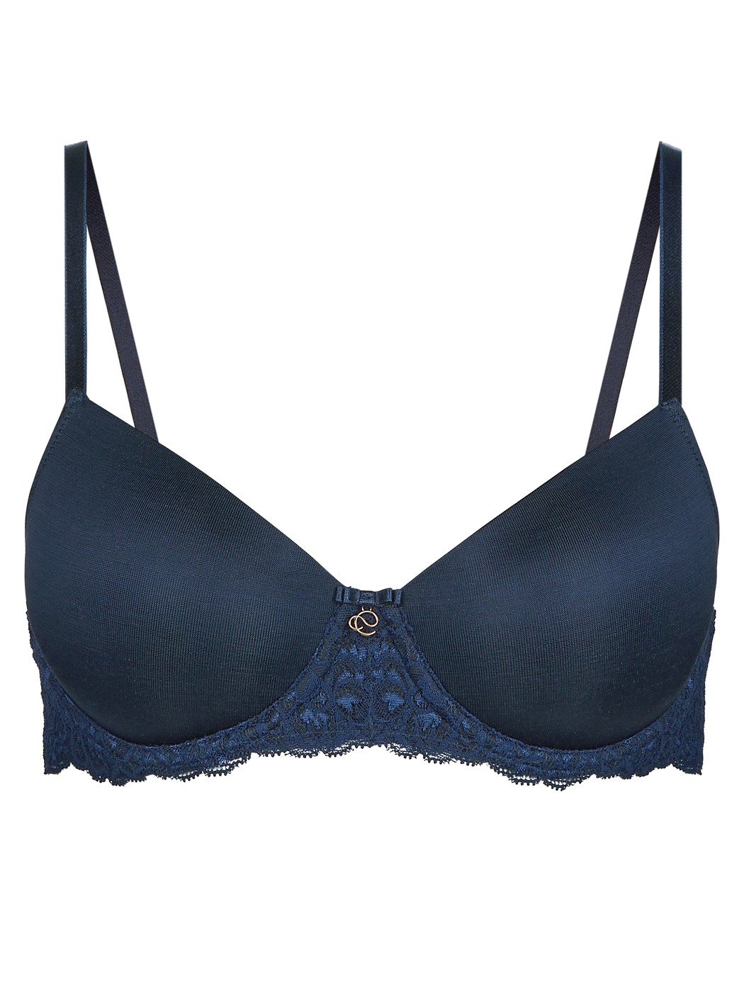 Women - Underwired T-shirt bra with padding made of Viscose in Blue, Lace, from the Sensual Secrets series by CALIDA