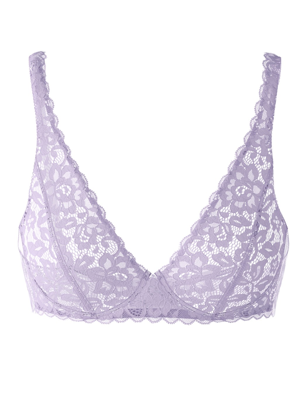 Damen - Spitzen-BH ohne Bügel aus Baumwolle in Violett, Spitze aus Serie Natural Comfort Lace von CALIDA
