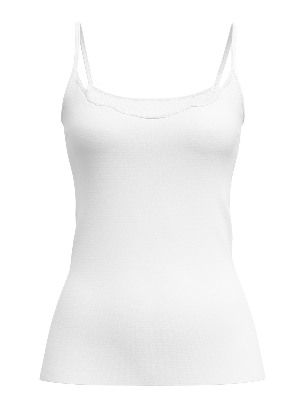 Donna - Top con spalline in 100% cotone di colore Bianco, Pizzo, della serie Cotton Desire di CALIDA