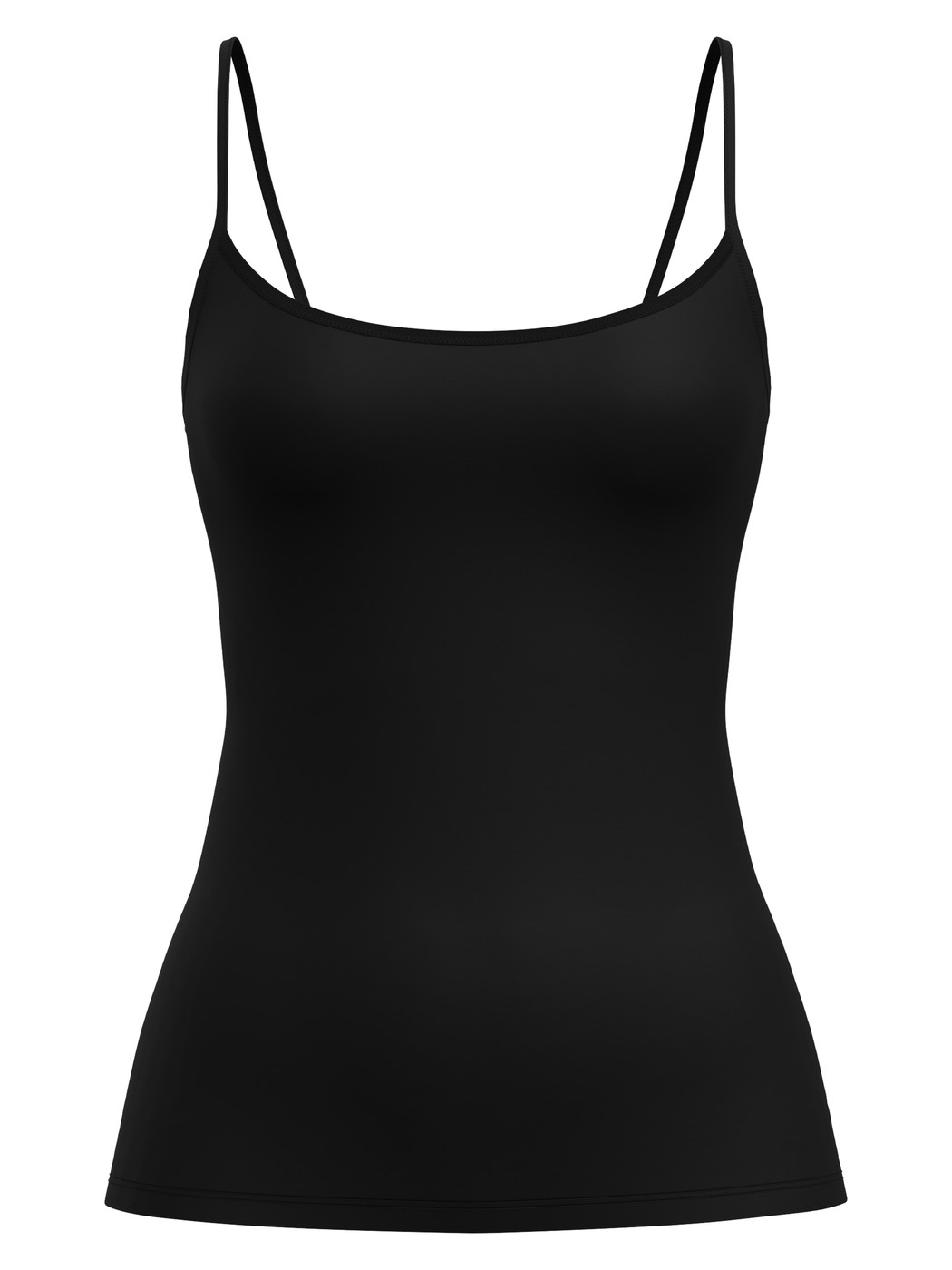 Damen - Spaghetti-Top aus Baumwolle in Schwarz, Einfarbig aus Serie Sleek Skin von CALIDA