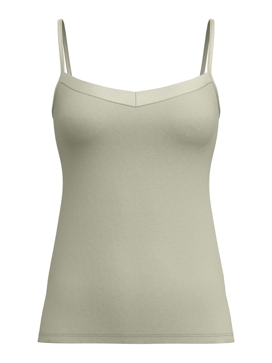 Femme - Débardeur à fines bretelles en Coton de couleur Vert, Unicolore, de la série Cate de CALIDA