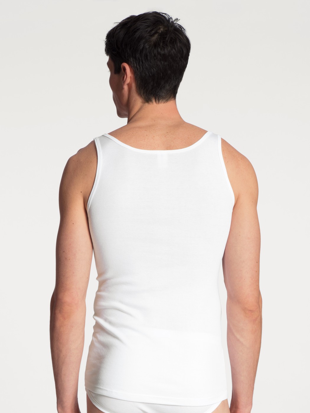 Men model is wearing  made of 100% Cotton in White, Unicoloured from the Twisted Cotton Duo series by CALIDA, Back view