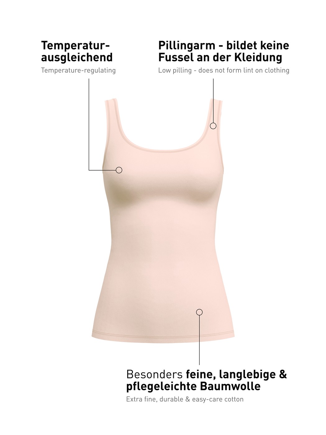Women - Tank top made of Cotton in Pink, Unicoloured, from the Natural Comfort series by CALIDA