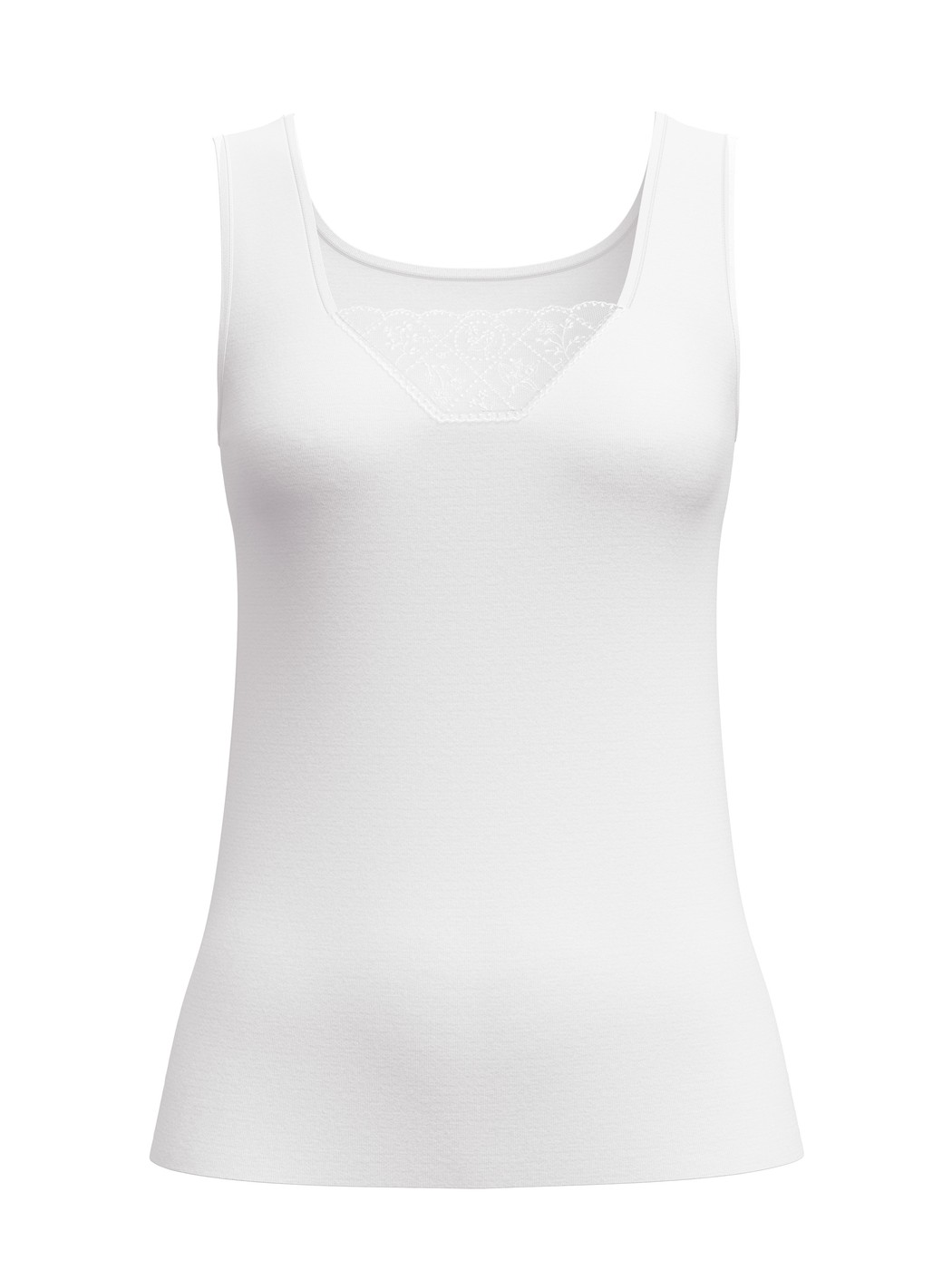 Damen - Tank-Top aus 100% Baumwolle in Weiß, Spitze aus Serie Cotton Desire von CALIDA