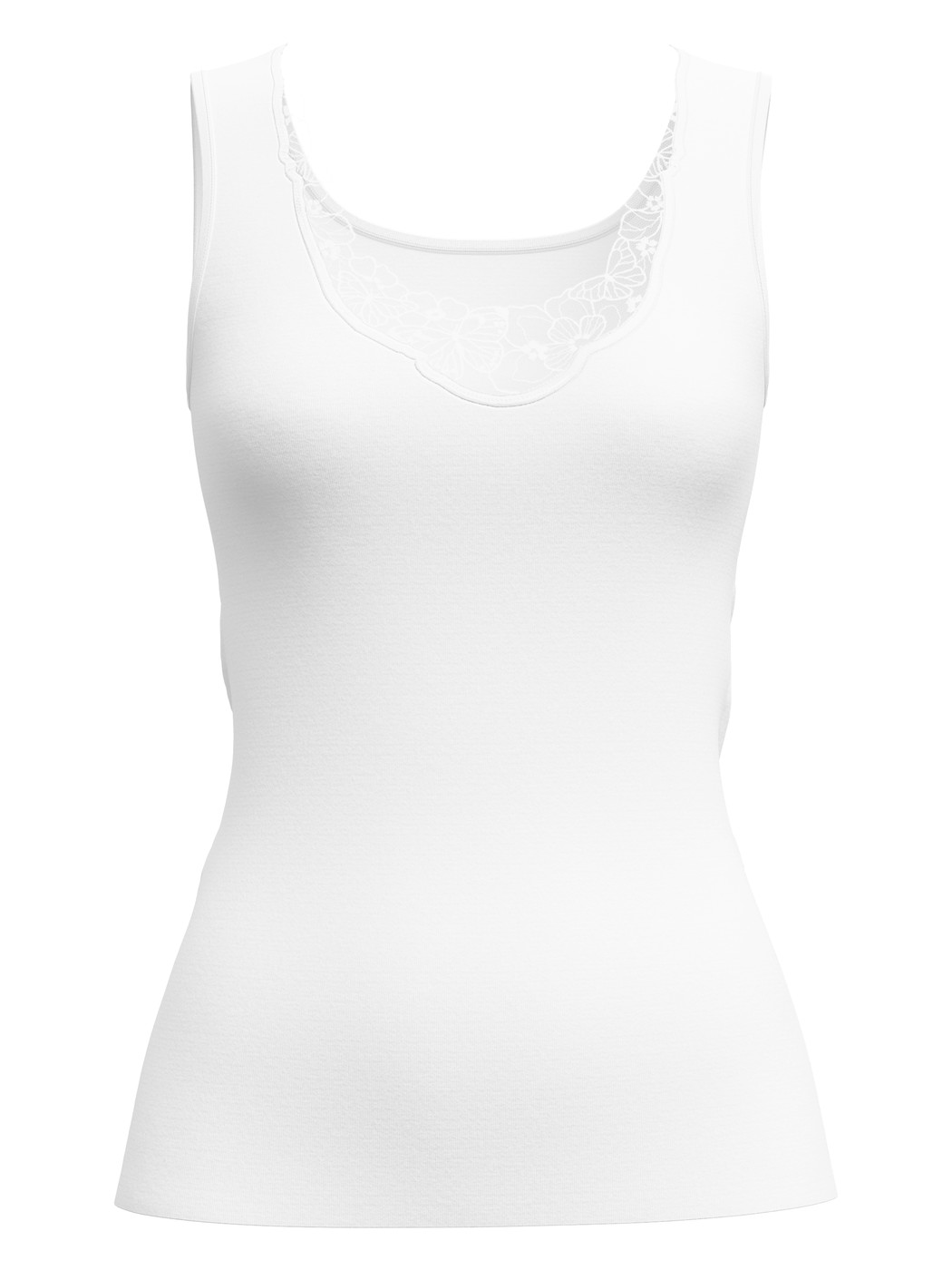 Women - Tank top made of 100% Cotton in White, Lace, from the Cotton Desire series by CALIDA