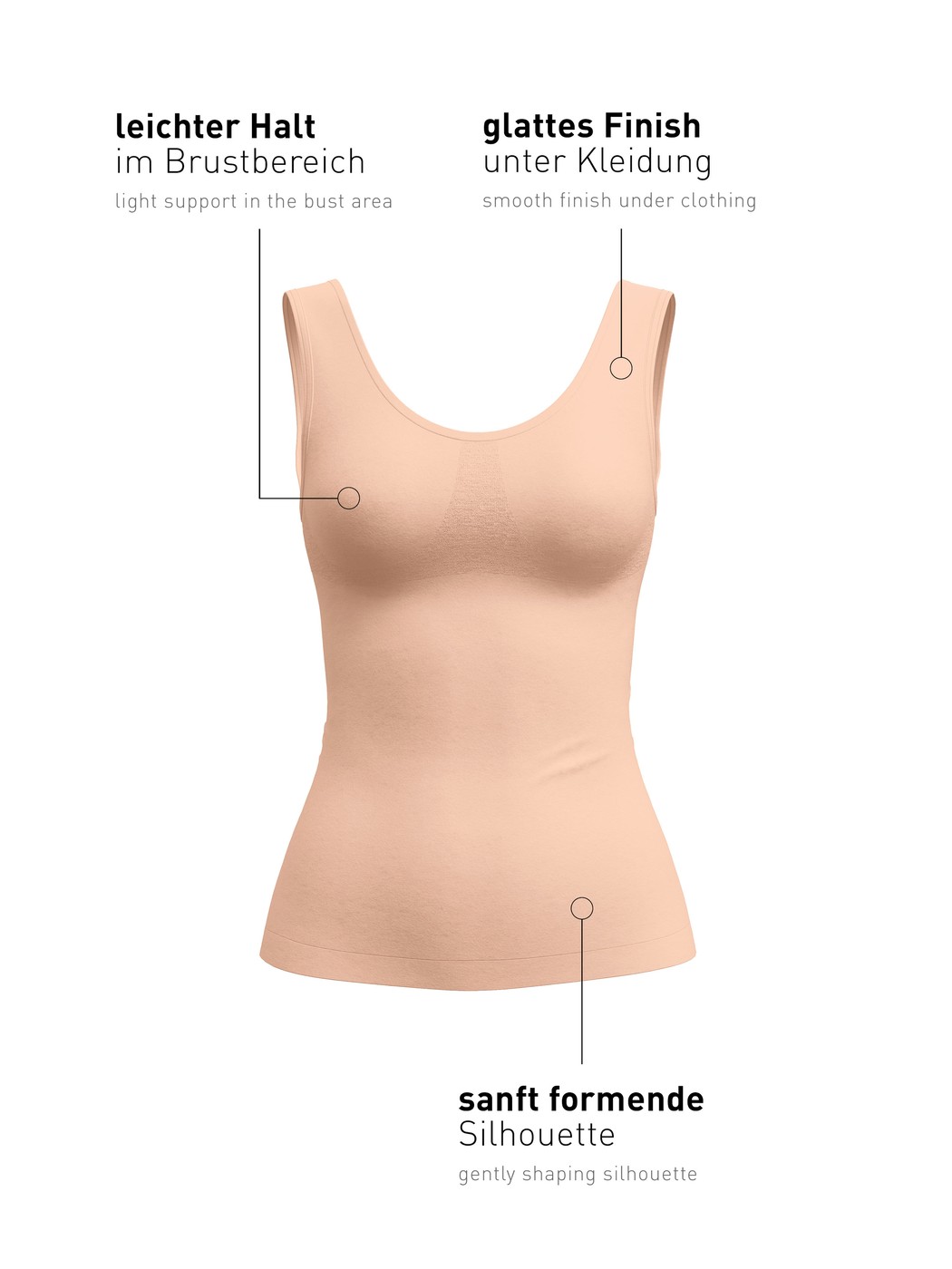 Damen - Shaping Top aus Polyamid in Rosa, Einfarbig aus Serie Seamless Shape von CALIDA