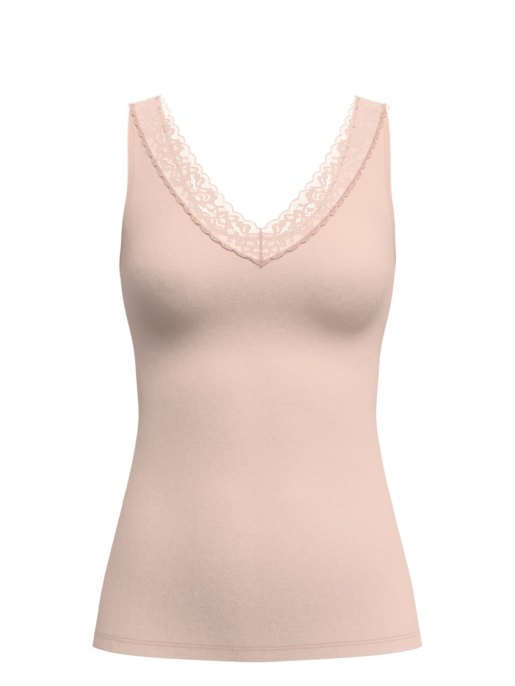 Damen - Tank-Top aus Baumwolle in Beige, Spitze aus Serie Natural Comfort Lace von CALIDA