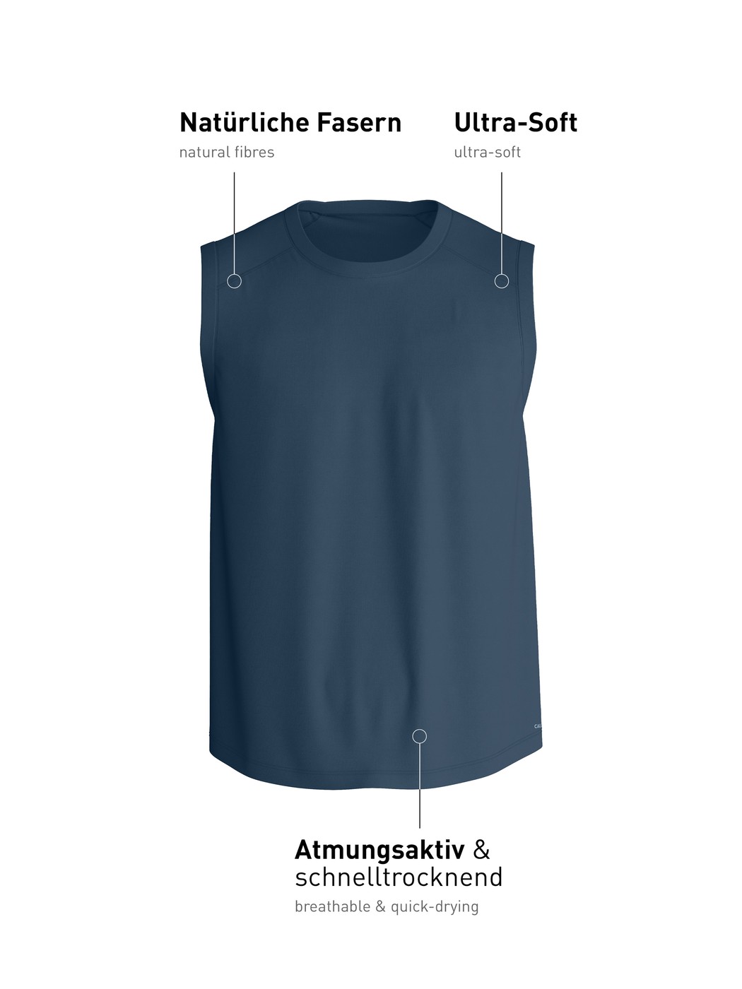 Homme - Débardeur en Modal de couleur Bleu, Unicolore, de la série Balanced Day de CALIDA