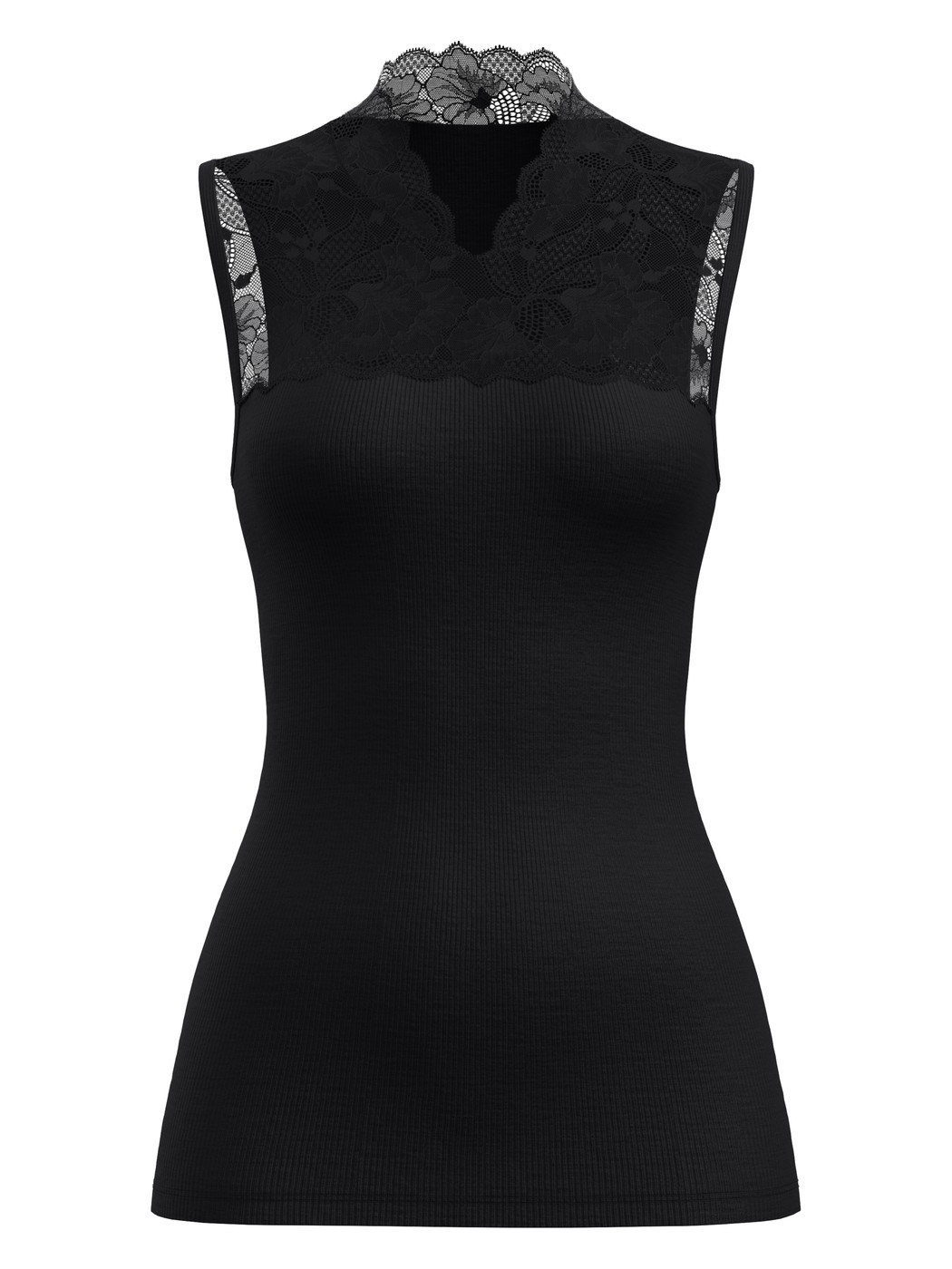 Women - Tank top made from wool and silk made of Lace in Black, Lace, from the Silky Wool Glam series by CALIDA