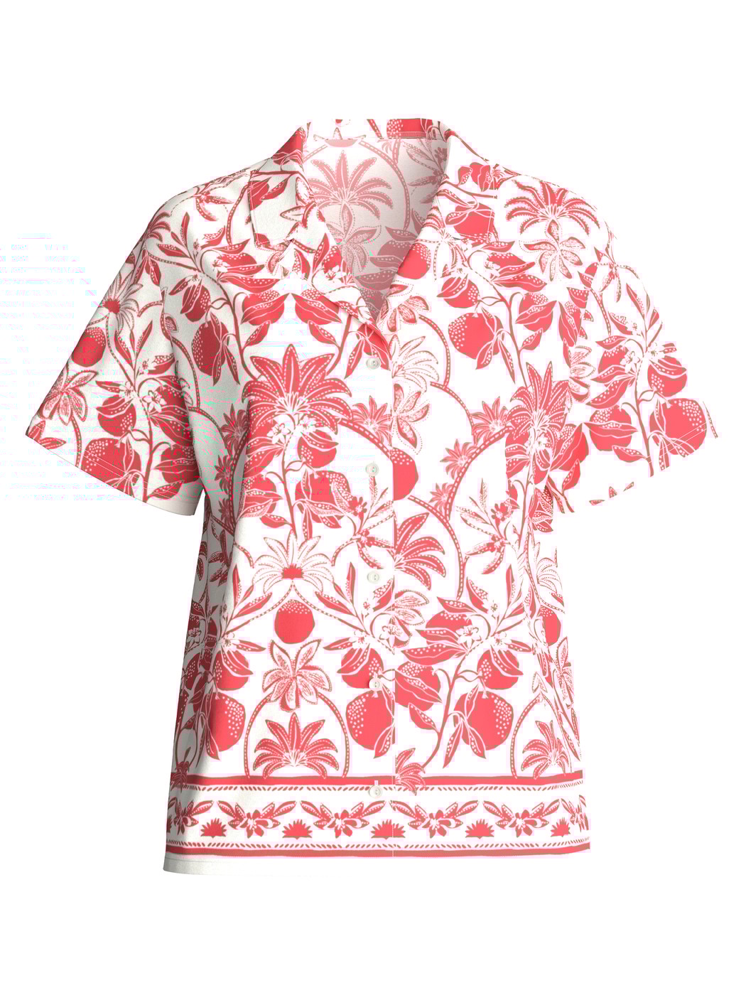 Femme - Chemise à manches courtes avec boutons en 100% coton de couleur Orange, Floral, de la série Favourites Beach de CALIDA