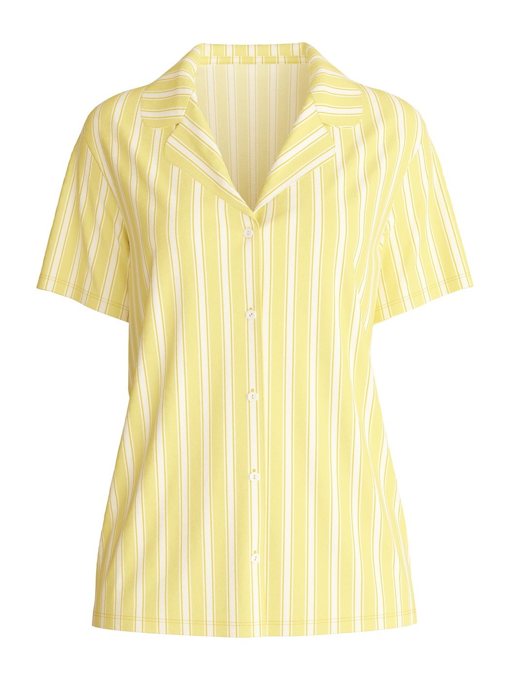 Donna - Camicia a maniche corte con bottoni in 100% cotone di colore Giallo, A righe, della serie Favourites Ocean di CALIDA