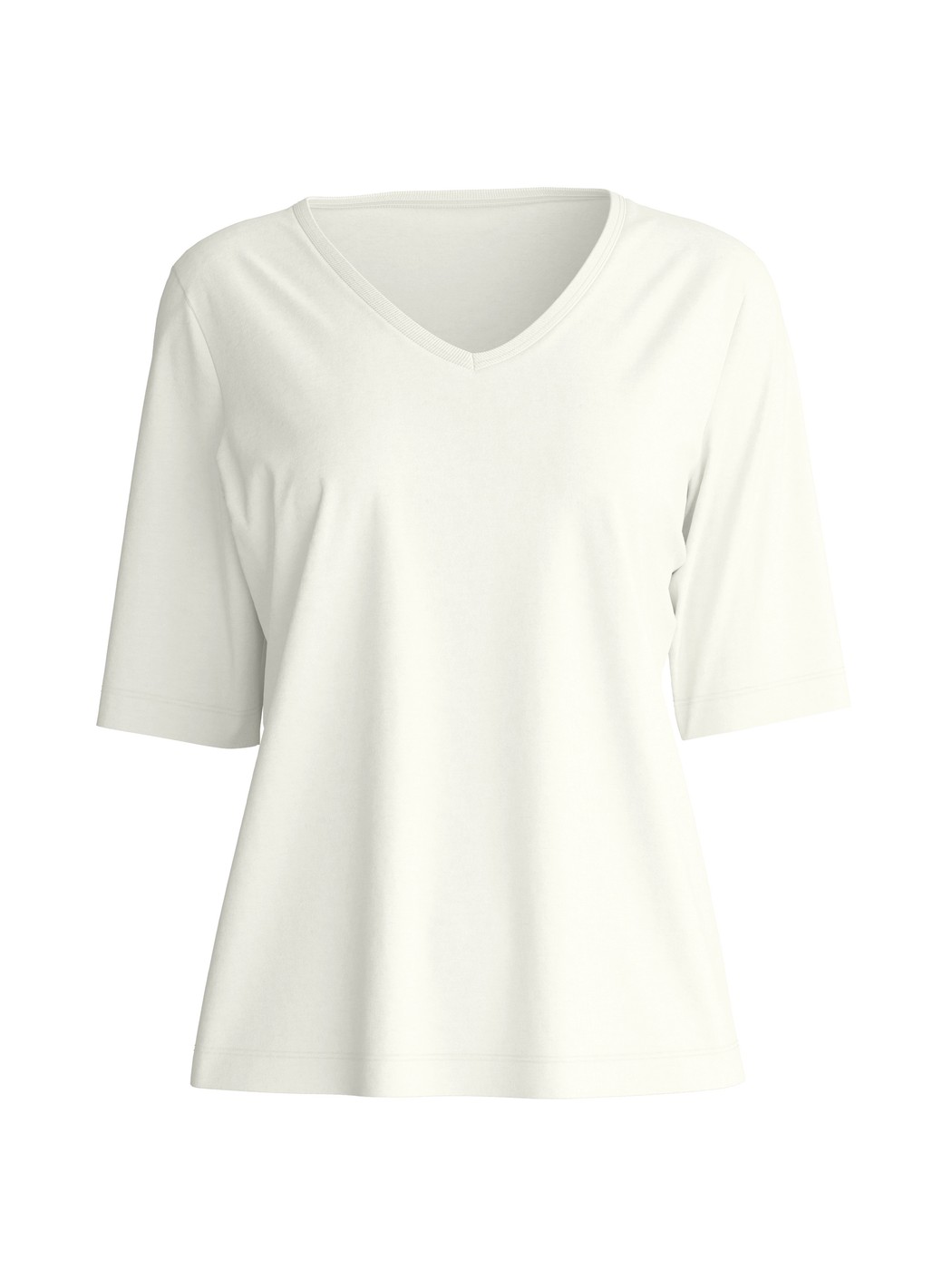 Women - Short-sleeved shirt with V-neck made of 100% Cotton in White, Unicoloured, from the Late Bloom M&M series by CALIDA