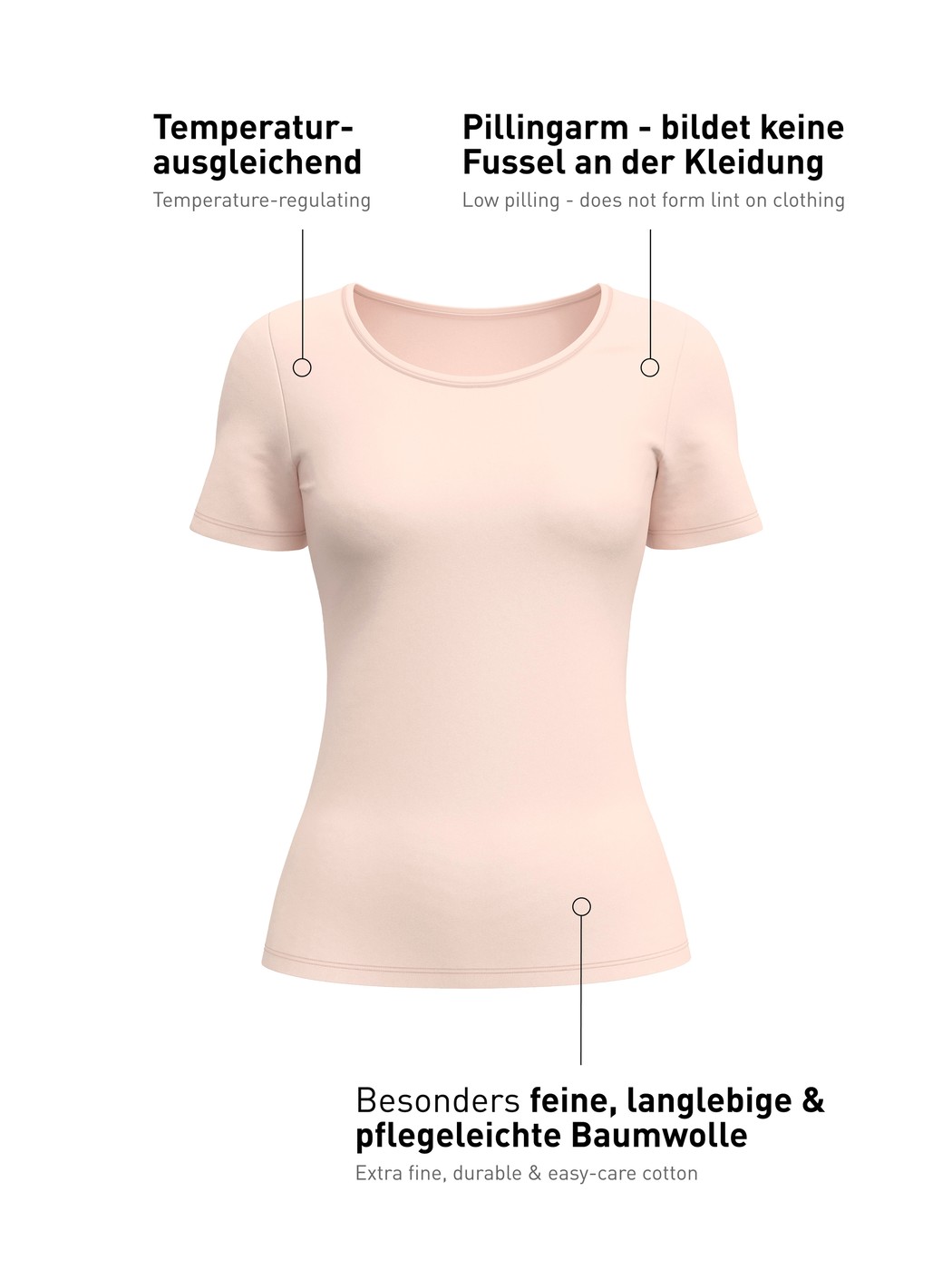 Women - Shirt shortsleeve made of Cotton in Pink, Unicoloured, from the Natural Comfort series by CALIDA