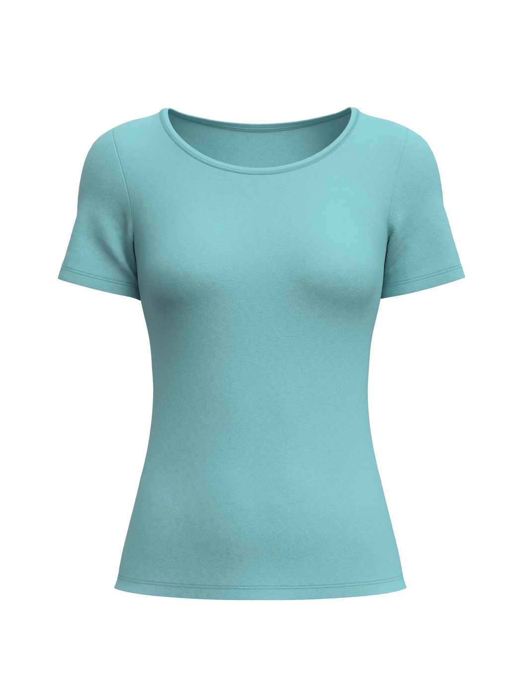 Femme - T-shirt á manches courtes en Coton de couleur Turquoise, Unicolore, de la série Natural Comfort de CALIDA