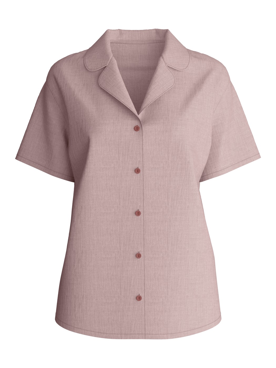 Femme - Chemise à manches courtes avec boutons en 100% coton de couleur Marron, Unicolore, de la série Favourites Tiles de CALIDA