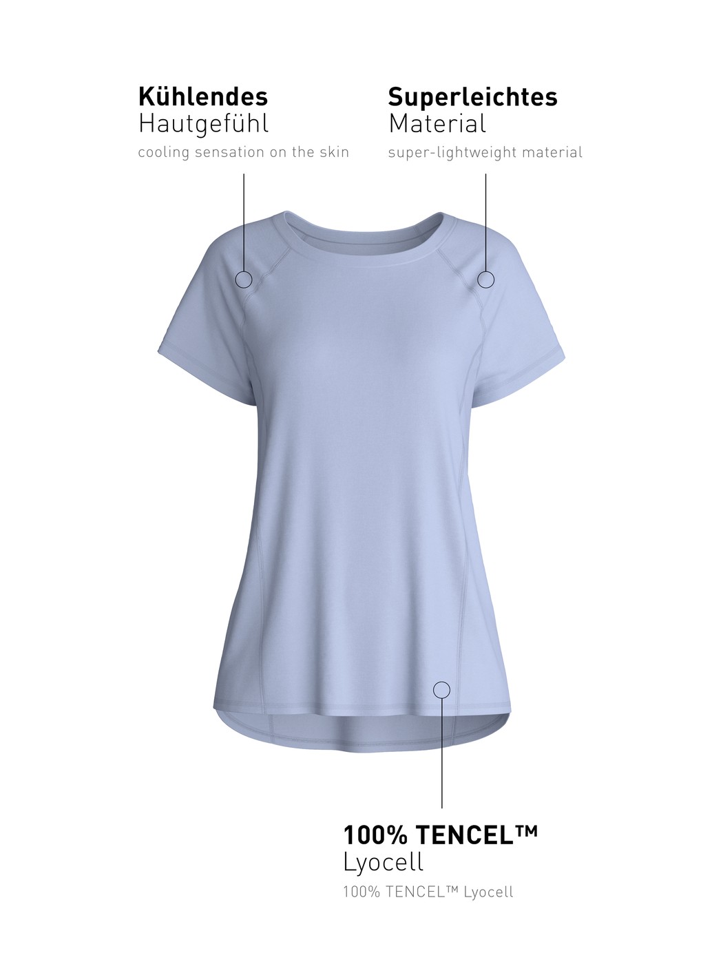 Donna - Shirt manica corta in Lyocell di colore Blu, Tinta unita, della serie DSW Cooling di CALIDA