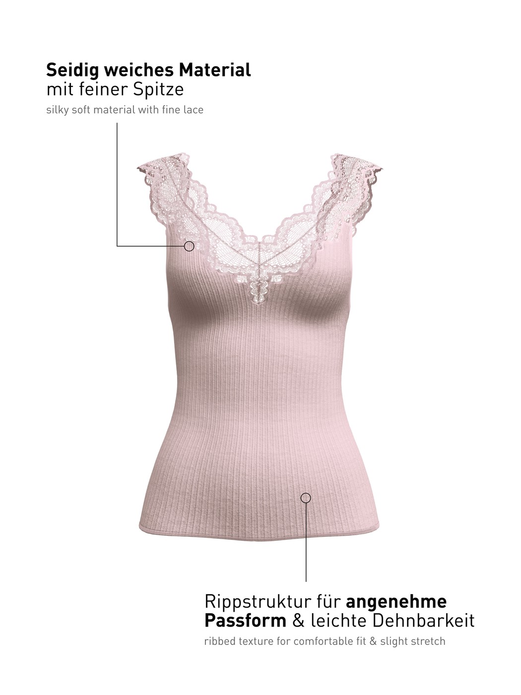 Damen - Tank-Top aus TENCEL™ Modal aus Modal in Violett, Spitze aus Serie Feminine Lounge von CALIDA