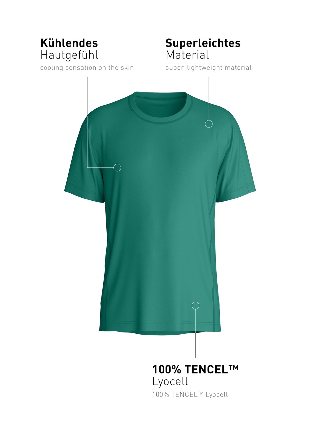 Men - Shirt short sleeve made of Lyocell in Green, Unicoloured, from the DSW Cooling series by CALIDA