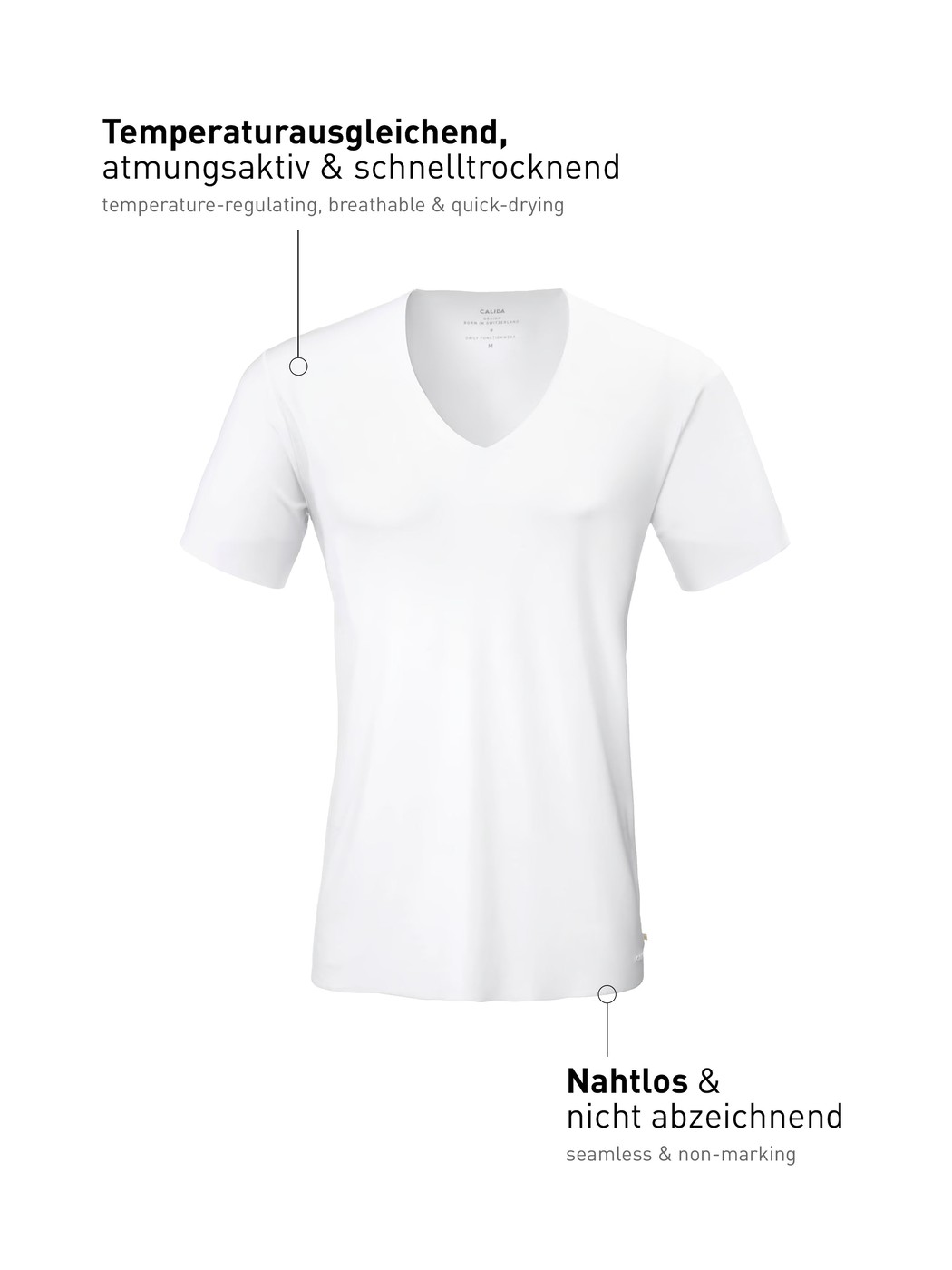 Homme - T-Shirt à manches courtes en Modal de couleur Blanc, Unicolore, de la série Clean Line de CALIDA