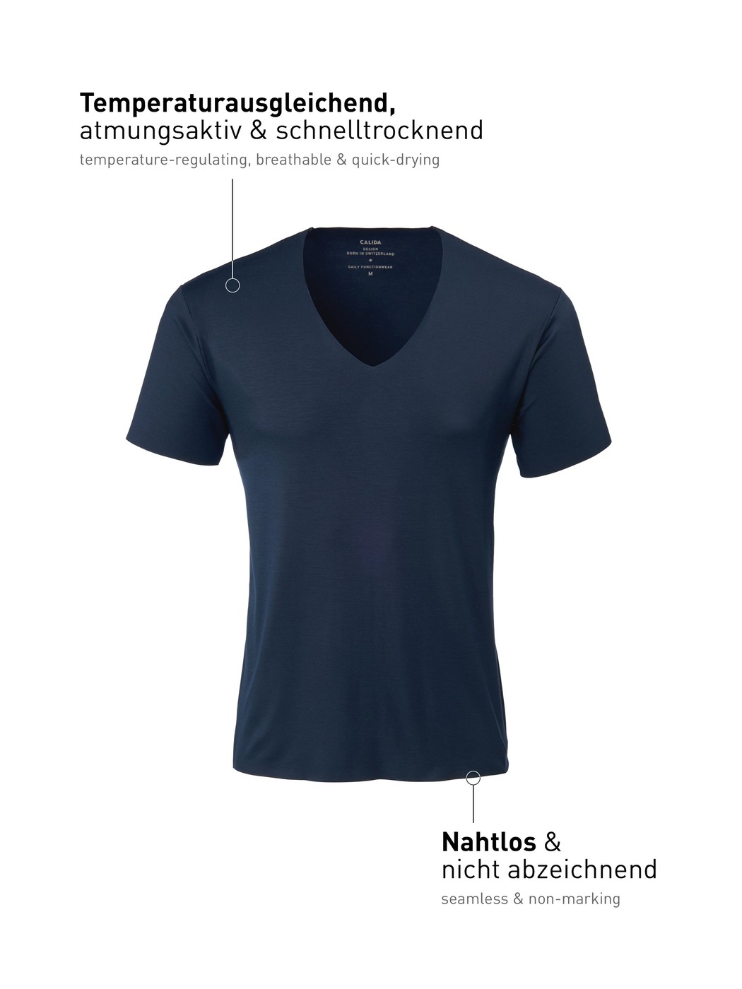 Men - V-shirt made of Modal in Blue, Unicoloured, from the Clean Line series by CALIDA