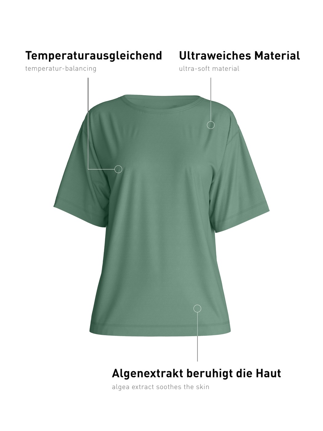 Women - Shirt short sleeve made of Modal in Green, Unicoloured, from the DSW Balancing series by CALIDA