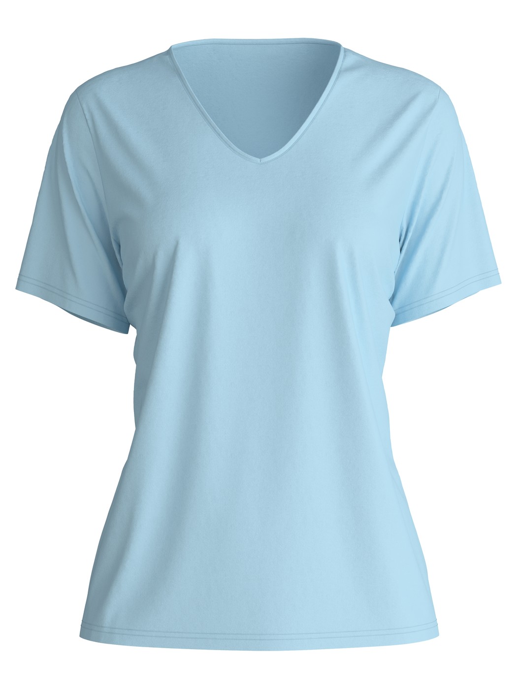 Damen - T-shirt mit V-Neck aus 100% Baumwolle in Blau, Einfarbig aus Serie Favourites Journey von CALIDA