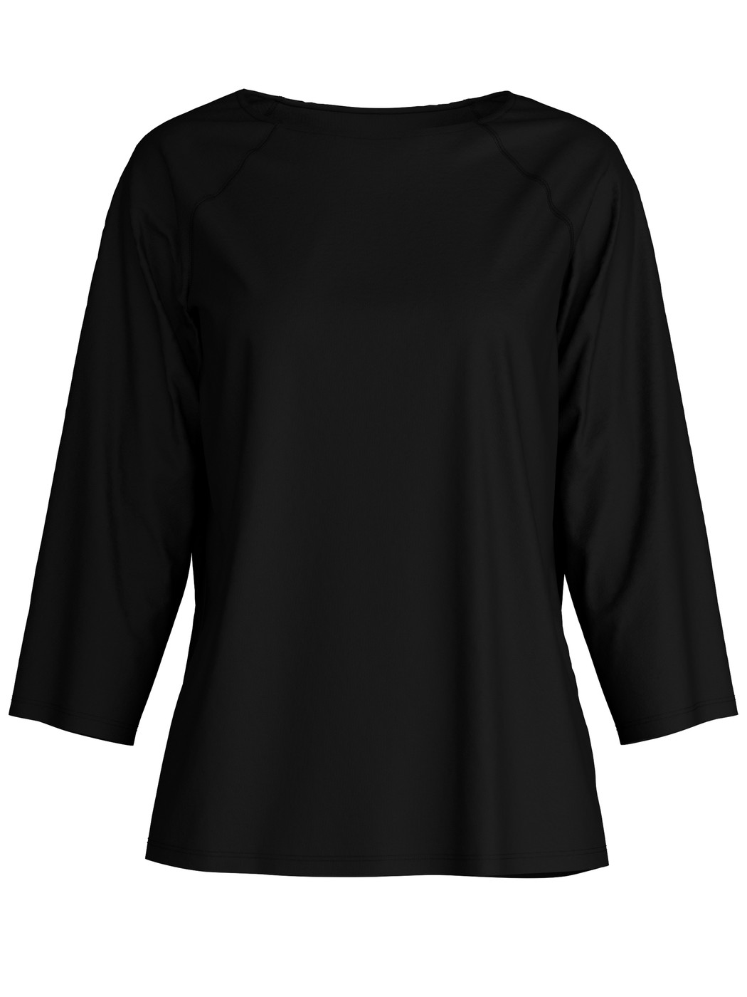 Damen - Shirt mit 3/4-Arm aus Baumwolle in Schwarz, Einfarbig aus Serie Favourites Journey von CALIDA