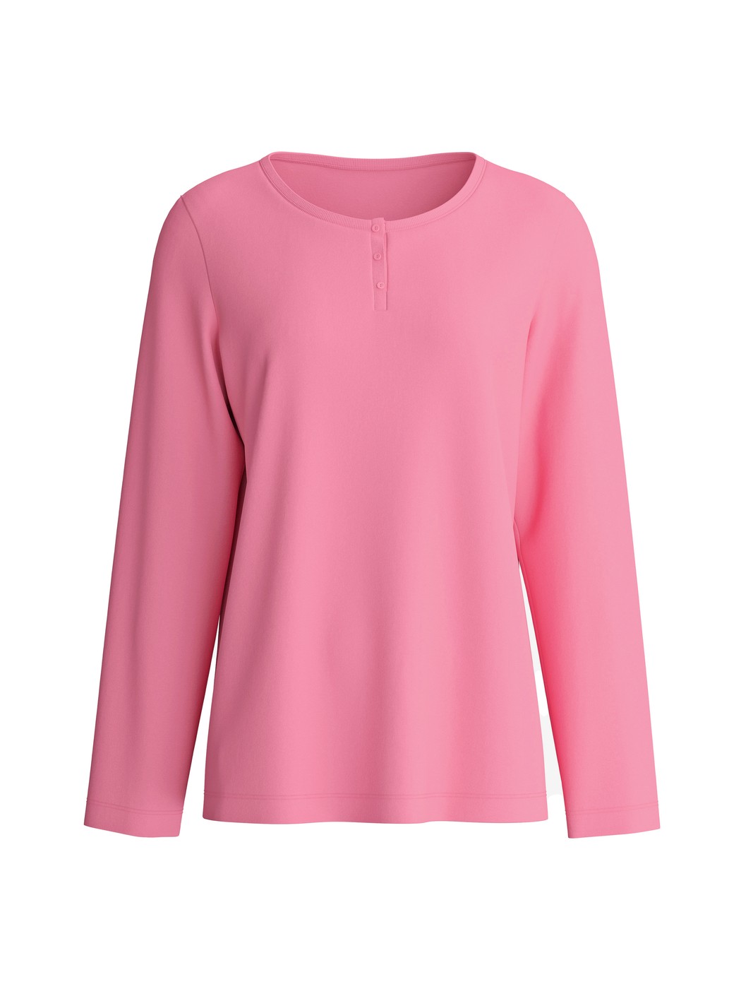 Donna - Shirt a manica lunga in 100% cotone di colore Rosa, Tinta unita, della serie Sleep Over M&M di CALIDA