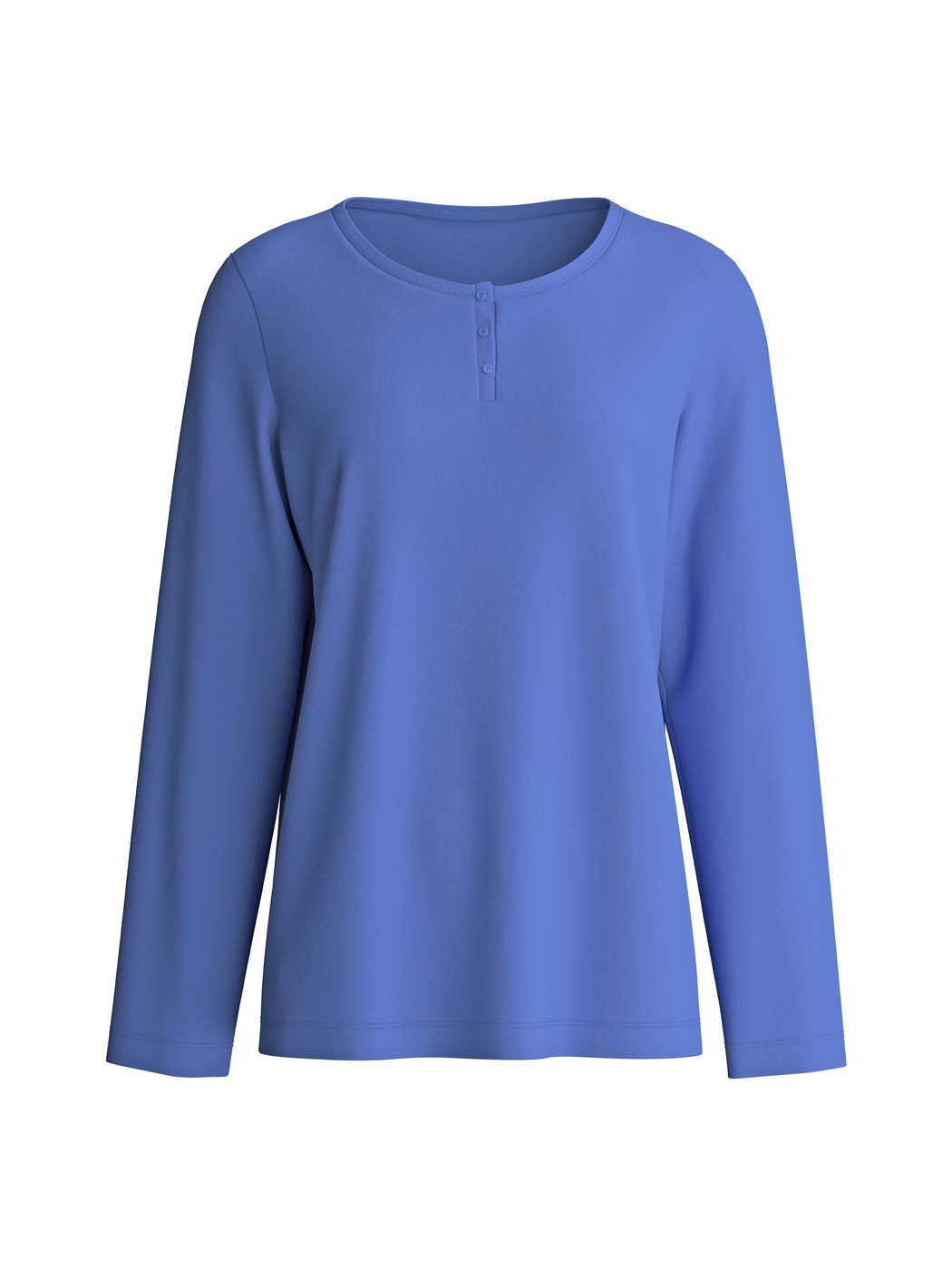 Donna - Shirt a manica lunga in 100% cotone di colore Blu, Tinta unita, della serie Late Bloom M&M di CALIDA
