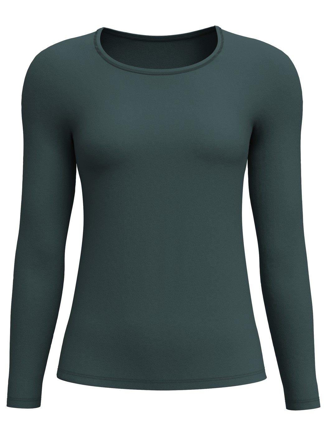 Damen - Langarm-Shirt, Rundhals aus Baumwolle in Grün, Einfarbig aus Serie Natural Comfort von CALIDA