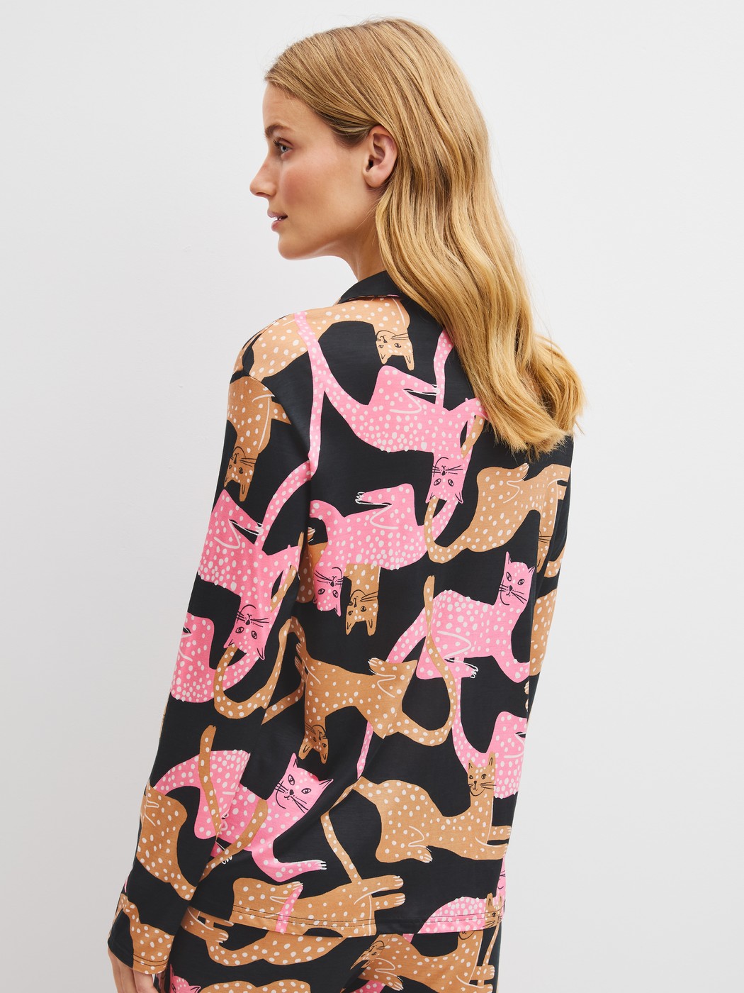 Women model is wearing  made of Modal in Black, Motif from the Sleep Over M&M series by CALIDA, Back view