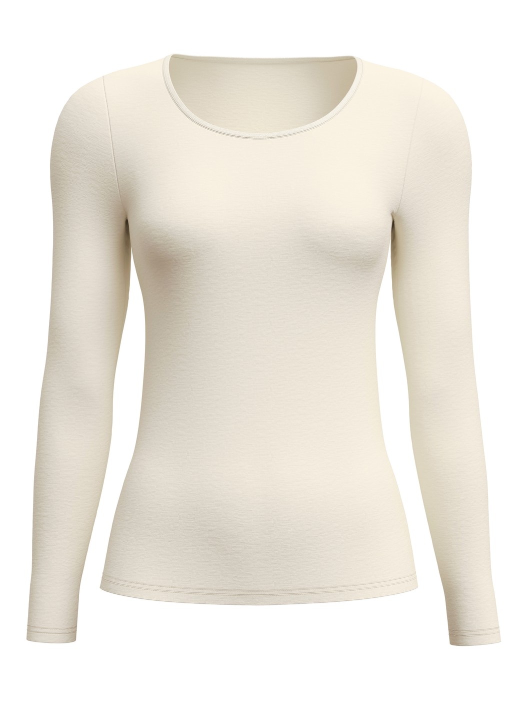 Donna - Maglia a maniche lunghe in lana e seta in Lana di colore Beige, Tinta unita, della serie True Confidence di CALIDA
