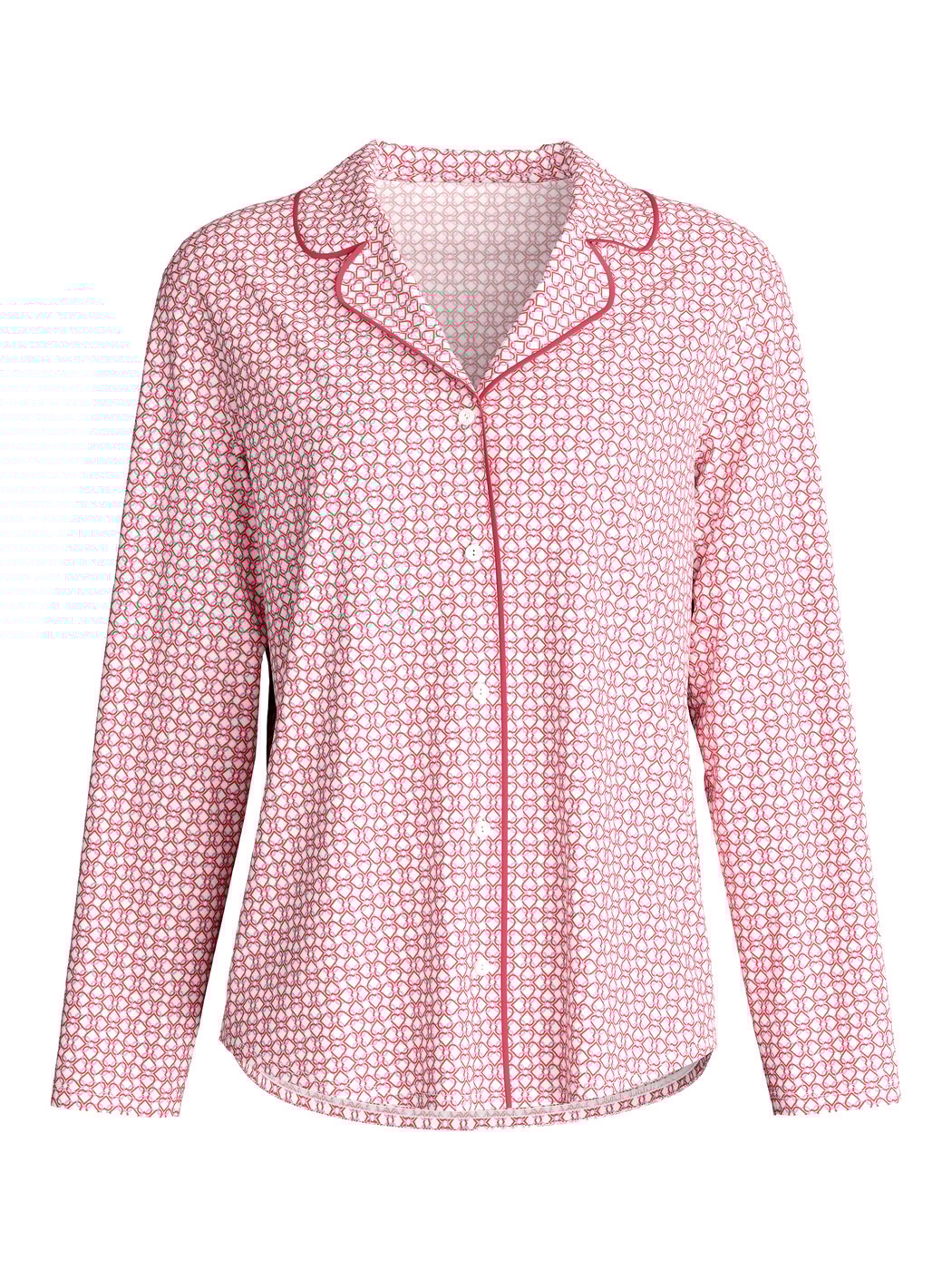 Femme - Chemise à manches longues avec boutons en Coton de couleur Rose, À motifs, de la série Favourites Love de CALIDA