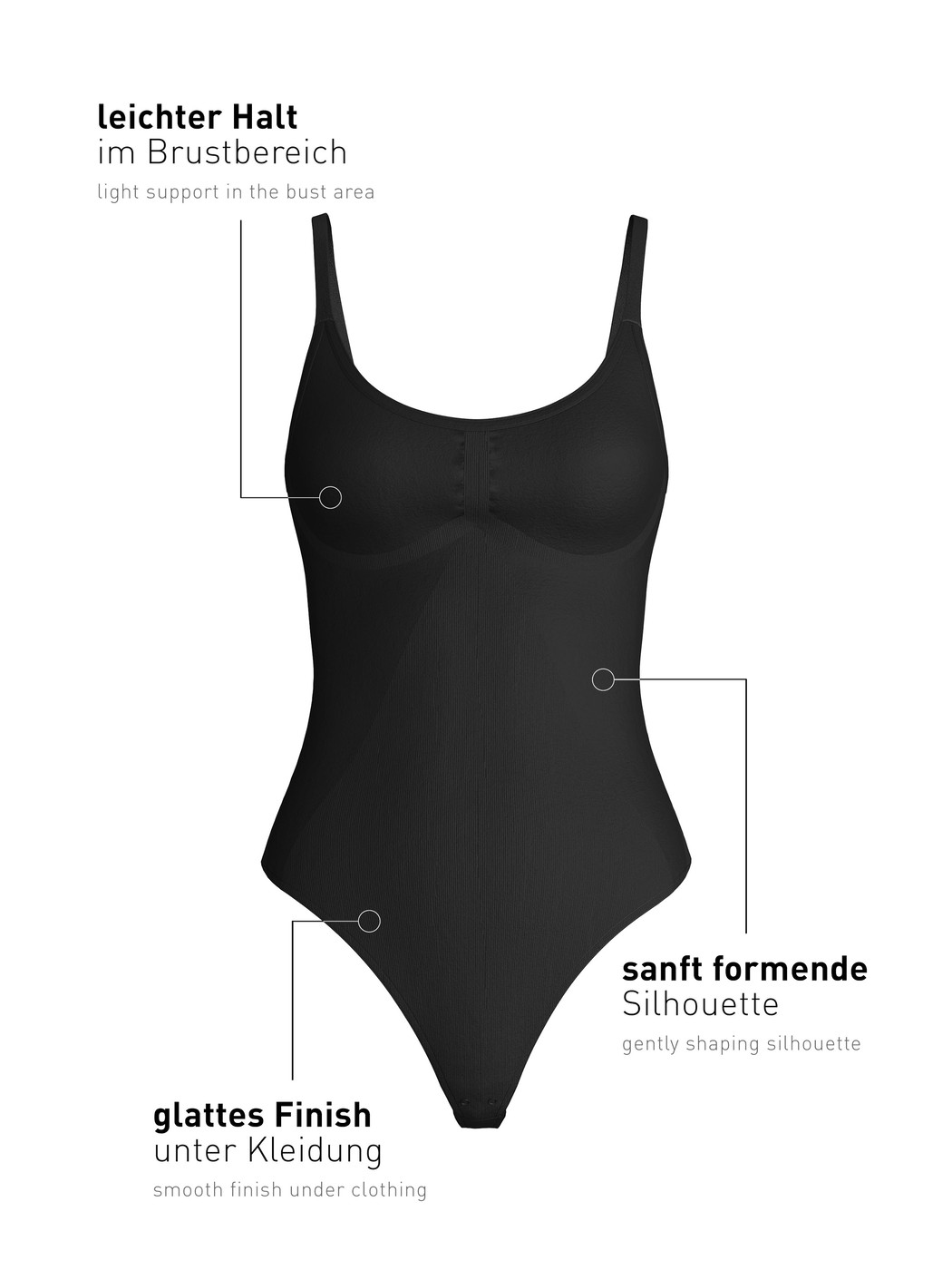 Damen - Shaping Body aus Polyamid in Schwarz, Einfarbig aus Serie Seamless Shape von CALIDA