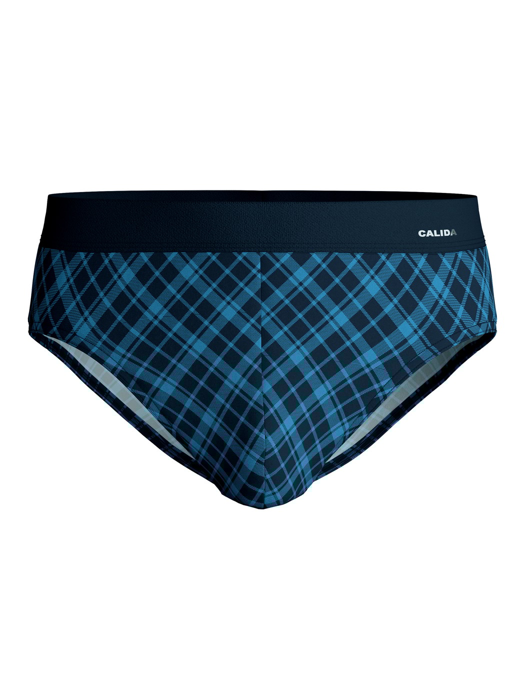Herren - Slip mit Softgummibund aus Baumwolle in Blau, Kariert aus Serie Cotton Code Design von CALIDA