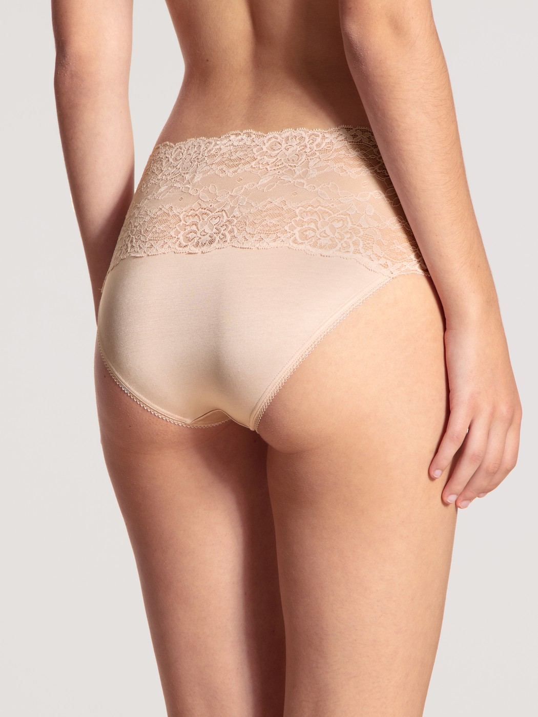 High-waisted briefs with lace waistband