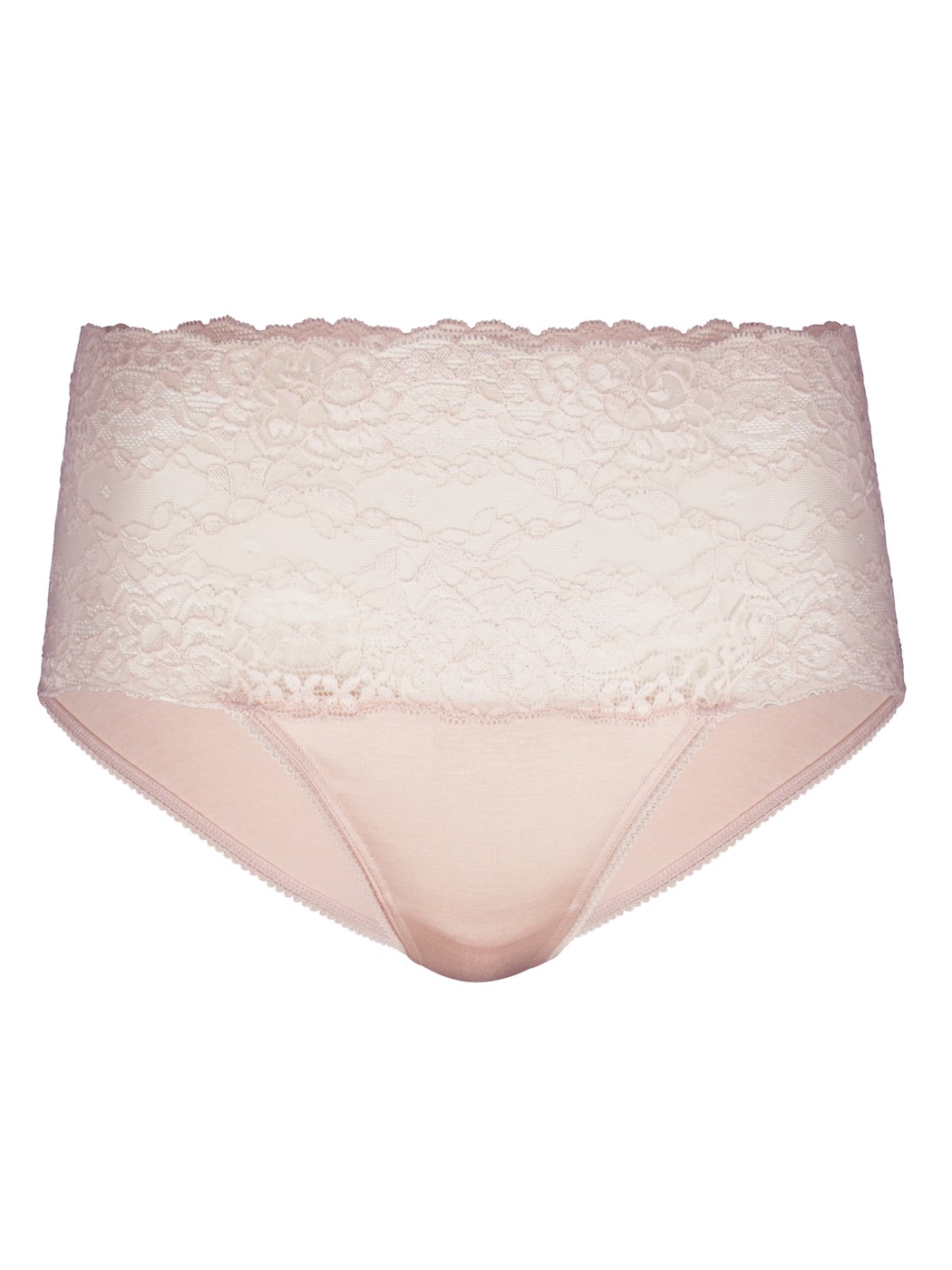 High-waisted briefs with lace waistband