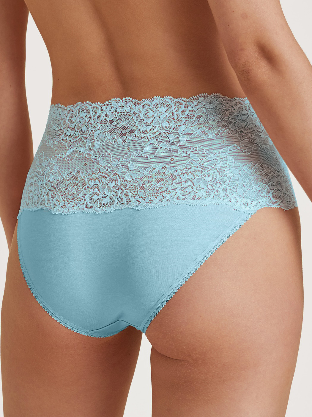 High-waisted briefs with lace waistband