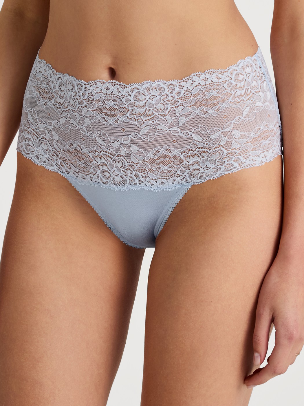 High-waisted briefs with lace waistband