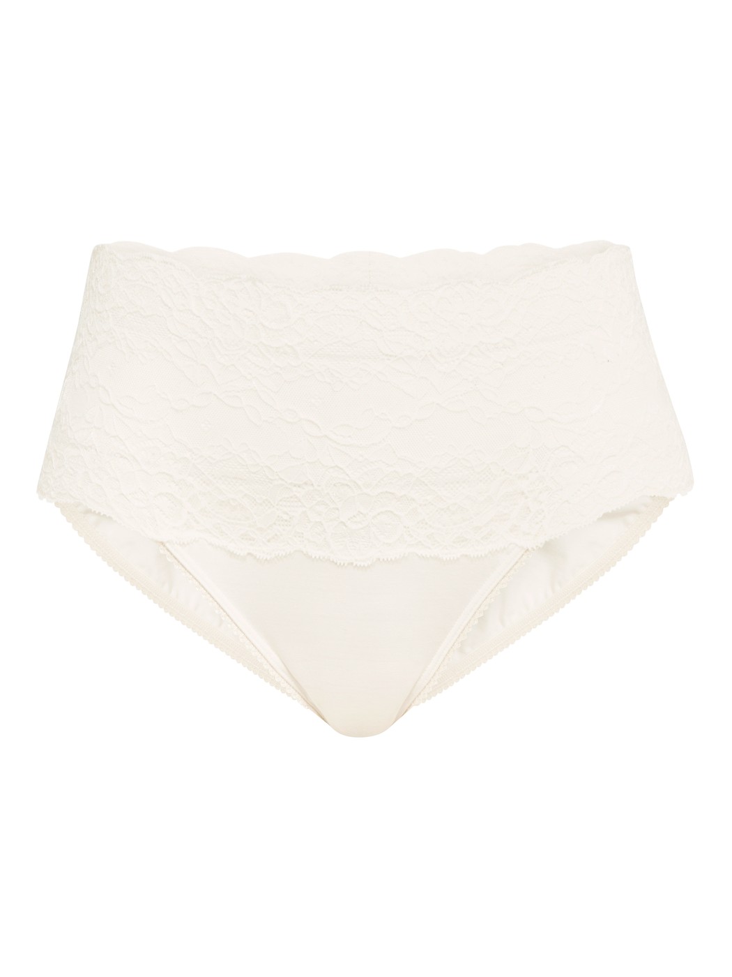 High-waisted briefs with lace waistband