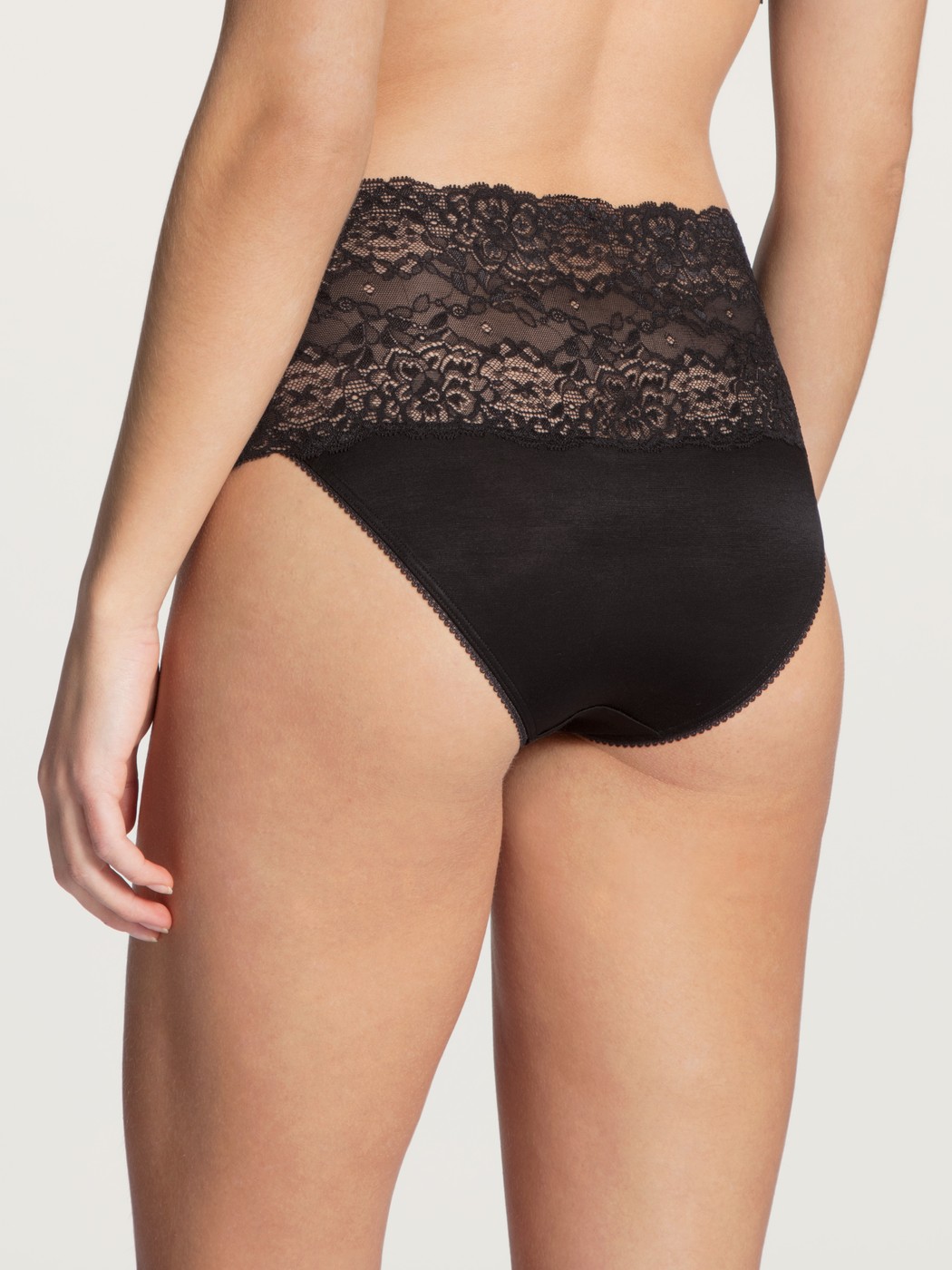 High-waisted briefs with lace waistband