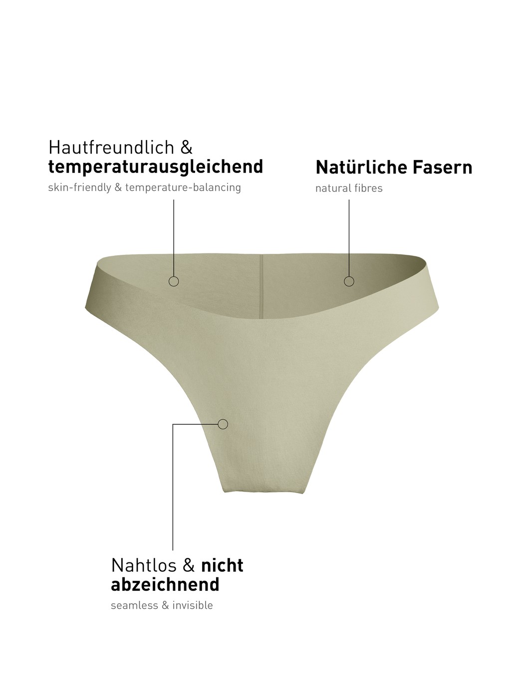 Femme - Slip brésilien sans couture en Modal de couleur Vert, Unicolore, de la série Natural Skin de CALIDA