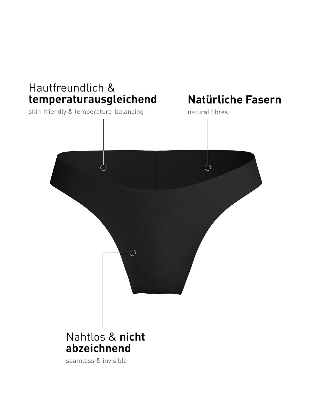 Femme - Slip brésilien sans couture en Modal de couleur Noir, Unicolore, de la série Natural Skin de CALIDA