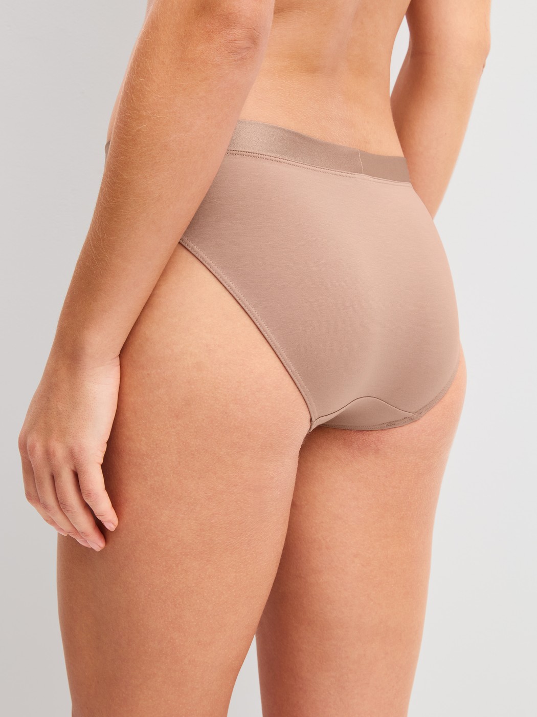 Women model is wearing Brief made of Cotton in Beige, Unicoloured from the Cate series by CALIDA, Back view