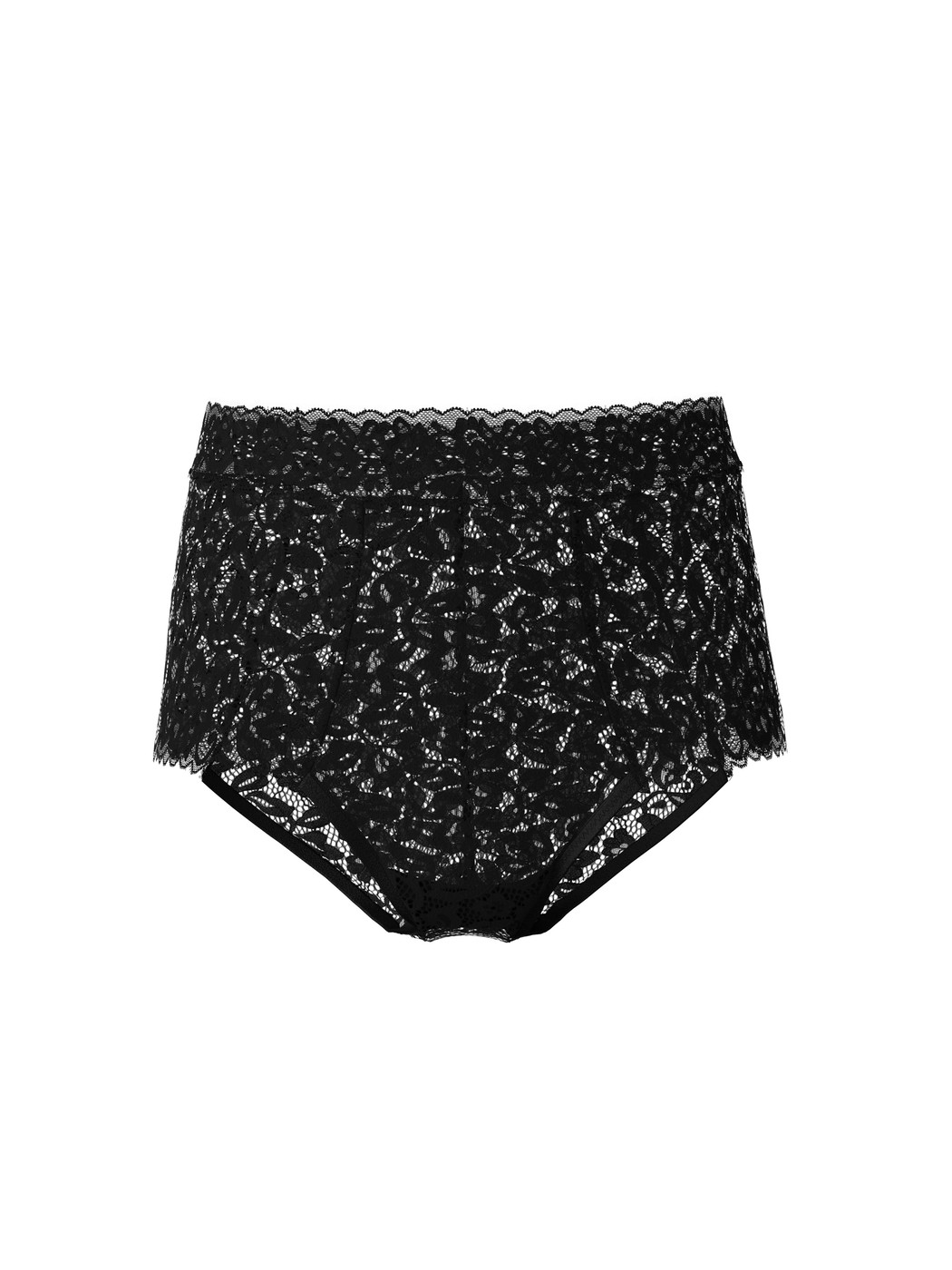 Femme - Culotte taille haute en Swiss+Cotton de couleur Noir, Dentelle, de la série Natural Comfort Lace de CALIDA