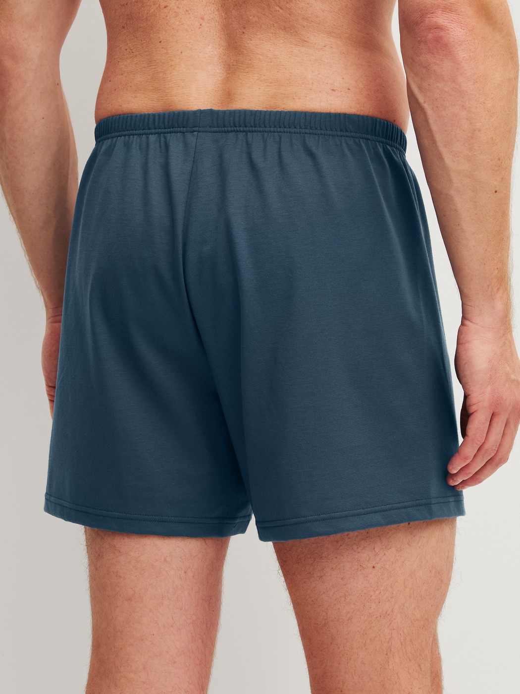Le mannequin Homme porte le/la Boxershorts, lot de 2 en 100% coton de couleur Bleu, À motifs, de la série Cotton Special de CALIDA, Vue arrière